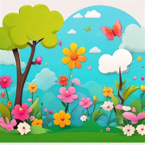 Fondo Vectorial De Dibujos Animados De Primavera Vector Premium