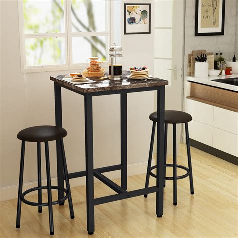 Buy Recaceik 3 Pieces Bar Table Set Square Pub Table With 2 Bar Stools