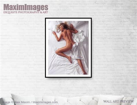 Art Print Of Woman Sleeping Naked In Bed On White Sheets Wall Art MXI25516
