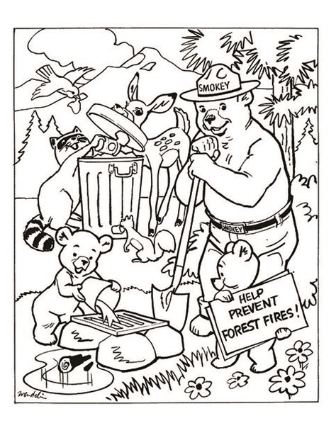 Little Red Bear’s “smokey The Bear” Coloring Pages James Milson Writing And Things