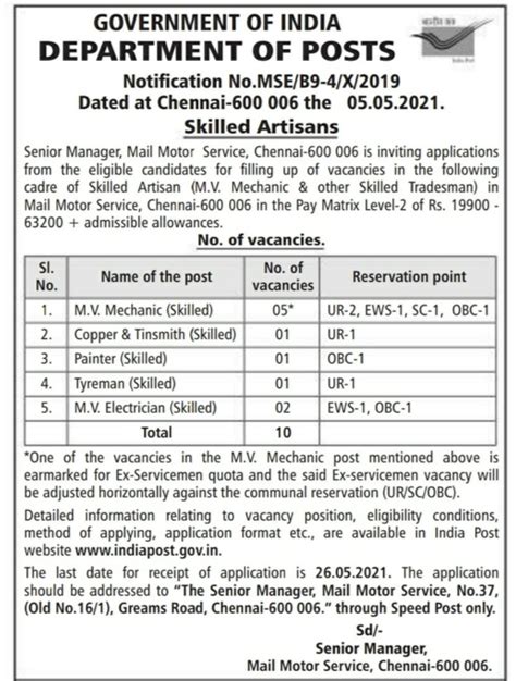 India Post Recruitment 2021 | Chennai Post office Jobs - Tamilan Ideas