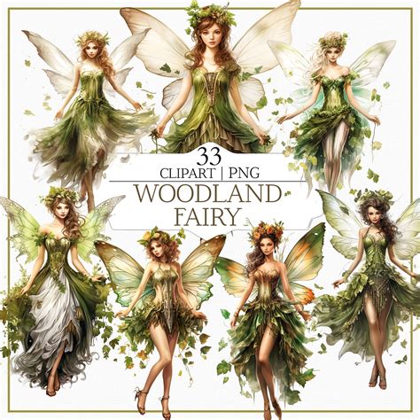 woodland fairy clipart set watercolor fairy png elements perfect