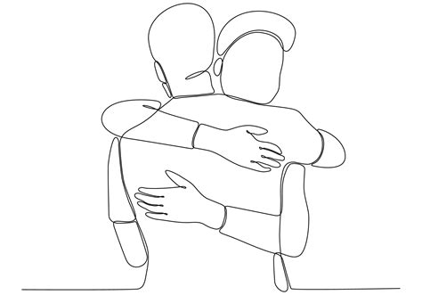 Two People Hugging Drawing