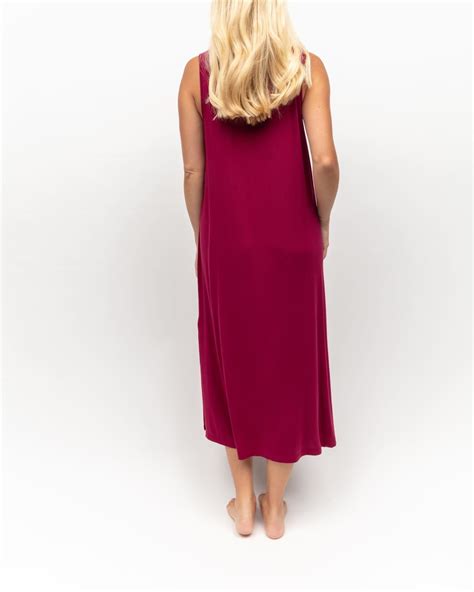Aliyah Jersey Long Nightdress Magenta TKD Lingerie