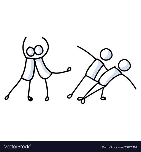 Hand Drawn Gay Men Stickman Ballet Dancer Set Vector Image