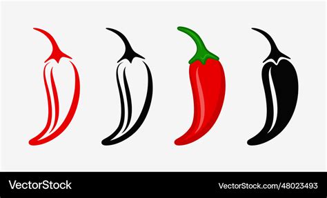 Flat Whole Fresh And Hot Chili Pepper Royalty Free Vector