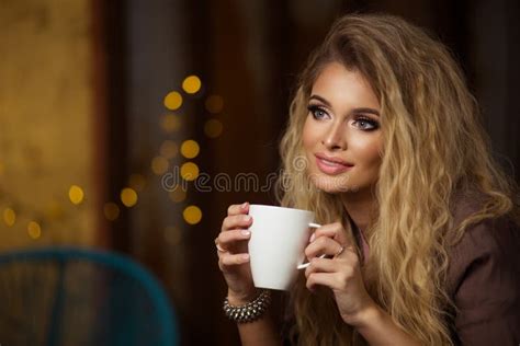 Glamorous Curvy Blonde Woman Stock Photo Image Of City Hands