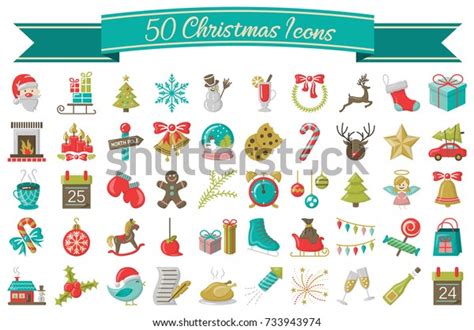 Christmas Icons Vector Set Stock Vector Royalty Free 733943974