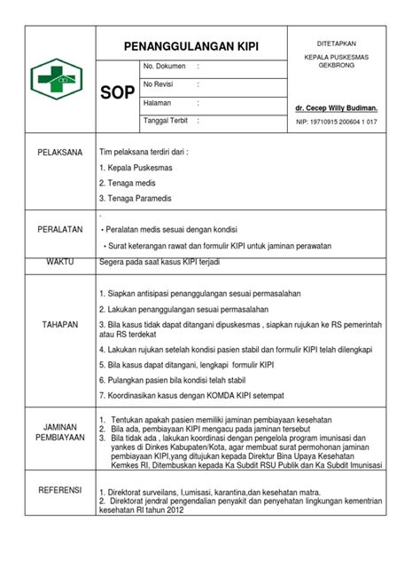 Sop Penanggulangan Kipi Pdf