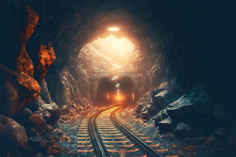 Premium Photo Underground Mining Tunnel With Rails Coal Extraction