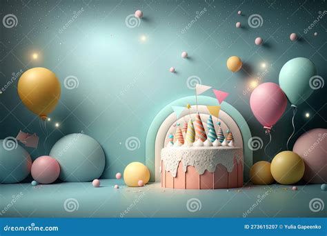 Colorful Birthday Background With Balloons Generative Ai Illustrations