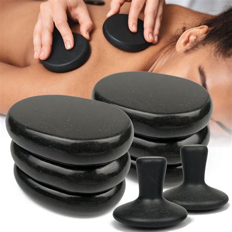 Amazon Defunx Hot Stones Massage Set Pcs Massage Stones Set Hot Rocks Oval And Mushroom