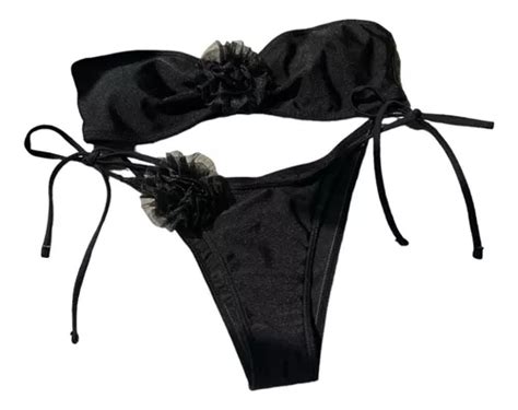 Bikini Biquíni Preto Flor Básico Tomara Que Caia 4ag2901 Parcelamento sem juros