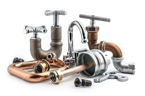 Plumbing Items Isolated On The White Background Premium Ai Generated