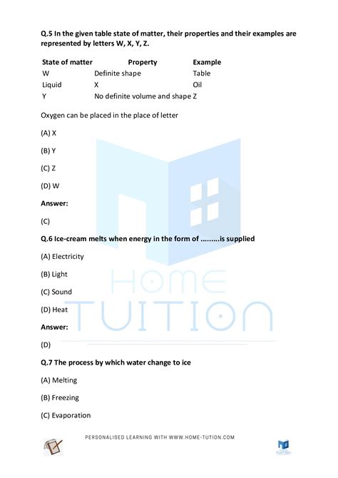 Cbse Class 5 Evs Worksheets For Chapter Matter And Materials Free Pdf Home Tution