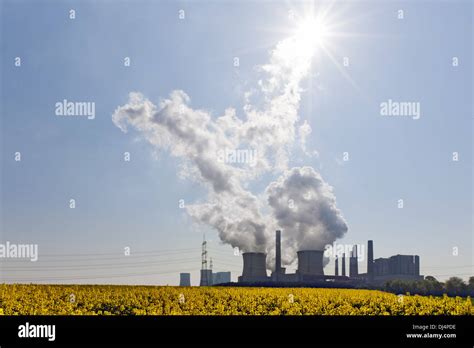 Coal Fired Power Plant In The Back Light Stock Photo Alamy