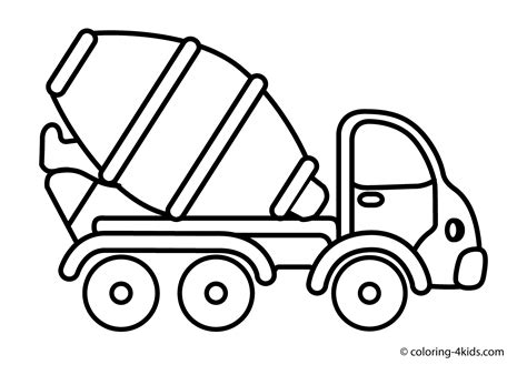 Cement mixer truck coloring pages for kids (transportation) | Truck