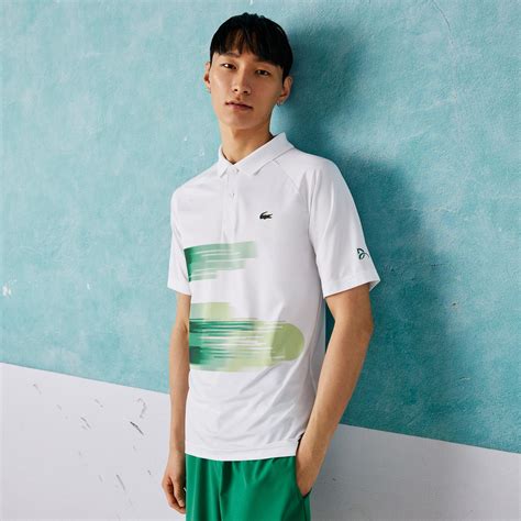 Lacoste SPORT X Novak Djokovic Erkek Regular Fit Desenli Beyaz Polo