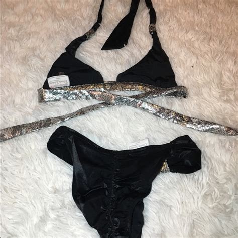 Beach Bunny Swim Beach Bunny Black And Silver Snake Detail Bikini Poshmark