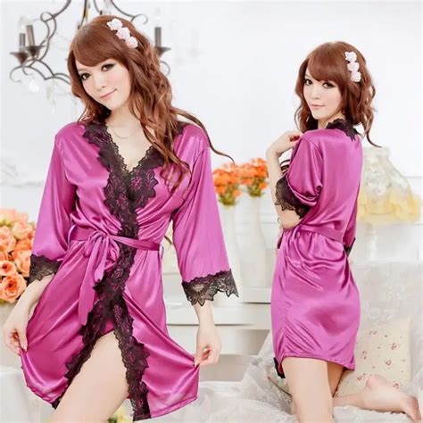 Wontive Peignoir En Soie Sexy Pour Femmes Nuisette En Dentelle Lingerie Avec Ceinture