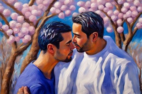 Pareja amorosa gay caminando con la mano en la playa ilustración romántica abierta de raza mixta