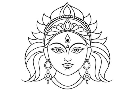 Durga Devi Line Art Illustration Premium Ai Generated Vector