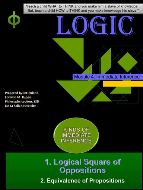 Logic Module 4 Immediate Inference Pdf Contradiction Proposition