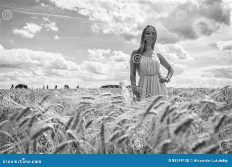 Beautiful Blonde In A Wheat Field Stock Photo Image Of Outside Flower 55599138