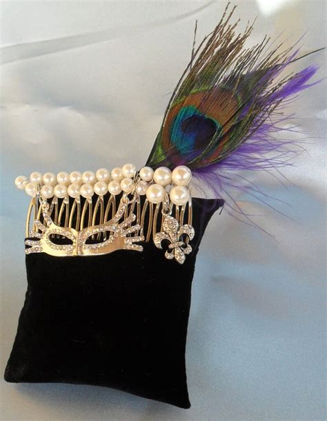 Fluer Mardi Gras Wedding Mardi Gras Hair Piece Feather Etsy