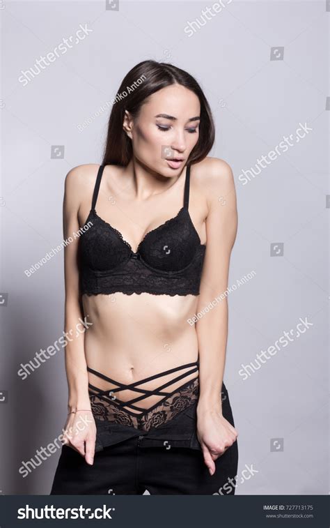 Sexy Asian Girl Posing Black Lingerie Stock Photo Shutterstock