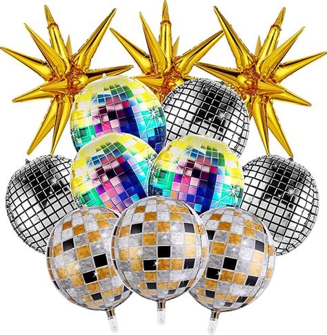 Prasacco Pieces Disco Ball Balloons Disco Balloons Gold Explosion