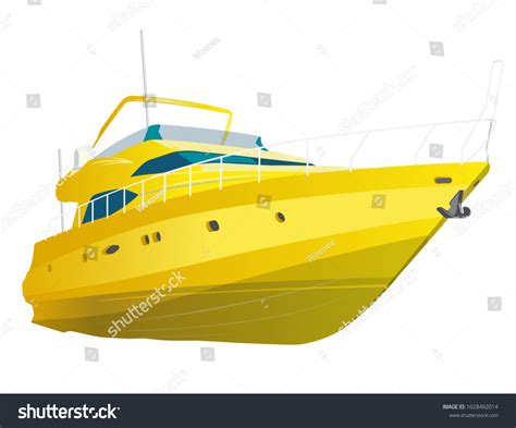 Yellow Motor Boat Sea Yacht Fishing Stock Vector Royalty Free