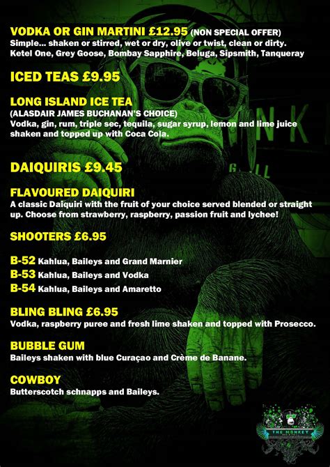 Special Offers – The Monkey Bar And Grill