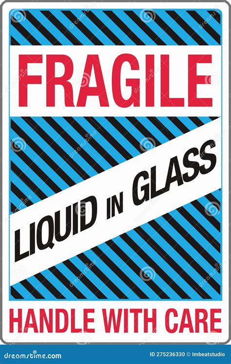 International Shipping Pictorial Labels Fragile Liquid In Glass Handle With Care Stock Vector