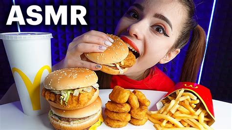 ASMR TRIPLE CHEESEBURGERS CHICKEN NUGGETS MUKBANG No Talking EATING