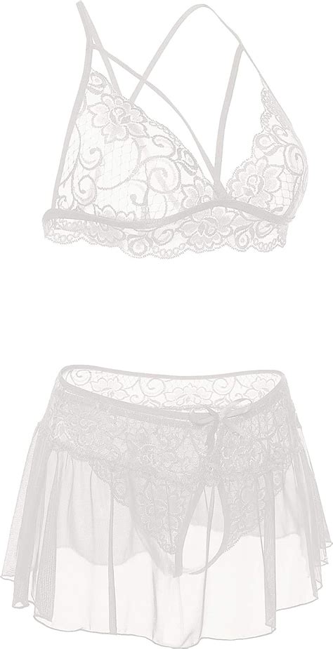 Buy Klier Women Lingerie Set Babydoll Set Piece Lace Bralette Mini Skirt With G String Set