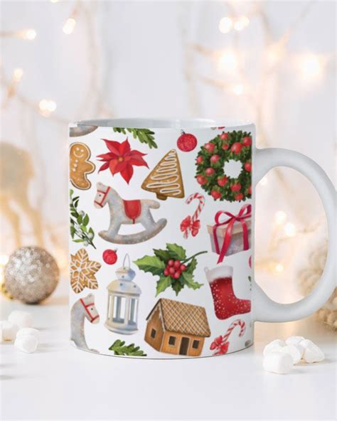 Tazza Natalizia Mug Con Ghirlande E Casette Di Natale Idea Regalo