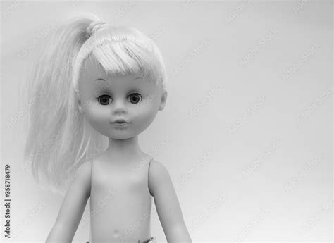 Naked Baby Doll On White Background Black And White Tone Stock Photo Adobe Stock