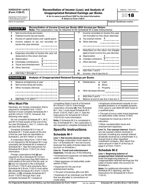 Irs Form 1120 F Schedule M 1 M 2 2018 Fill Out Sign Online And Download Fillable Pdf