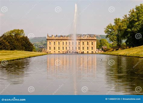 Chatsworth House Derbyshire Lake In The Foreground Editorial Stock