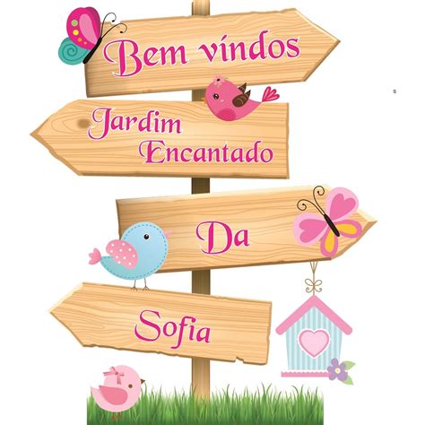 Placa Setas Jardim Encantado Display Em MDF Toten 65cm Shopee Brasil