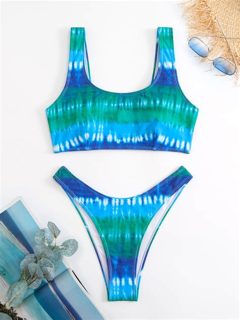 Bañador bikini de tie dye corte alto Moda de Mujer SHEIN México