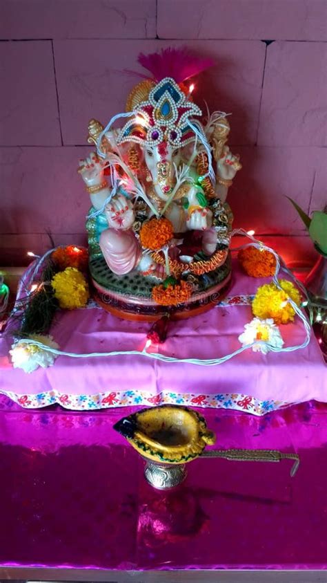 Ganpati Pooja on Occation of Ganesh Chaturthi Stock Image - Image of ...