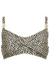 Yours Plus Size Black Metallic Geometric Print Bikini Top Yours Clothing