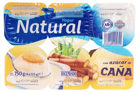 Hacendado Yogur Natural Azucarado Azucar De Ca A Pack X G G