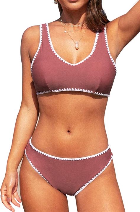 CUPSHE Conjunto de Bikini Cintura Baja Deporte Traje de Baño de Dos Piezas XS Amazon es Moda