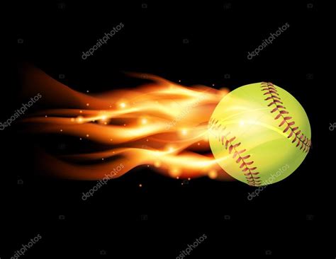 Flaming Softball Illustration — Stock Vector © Enterlinedesign 49244257