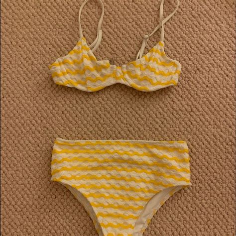 Ellejay Yellow And White Stripped Bikini Gem