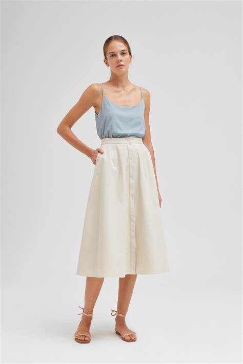 A-line Cotton Midi Skirt - Our Second Nature