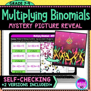 Multiplying Binomials Self Checking Mystery Art Reveal By Loving Math